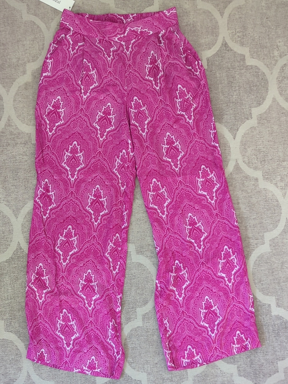 DREW Bright Pink Paisley-Print Wide-Leg Kids Bottoms
